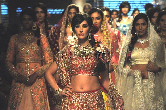 Nargis Fakhri walked the ramp for Suneet Verma