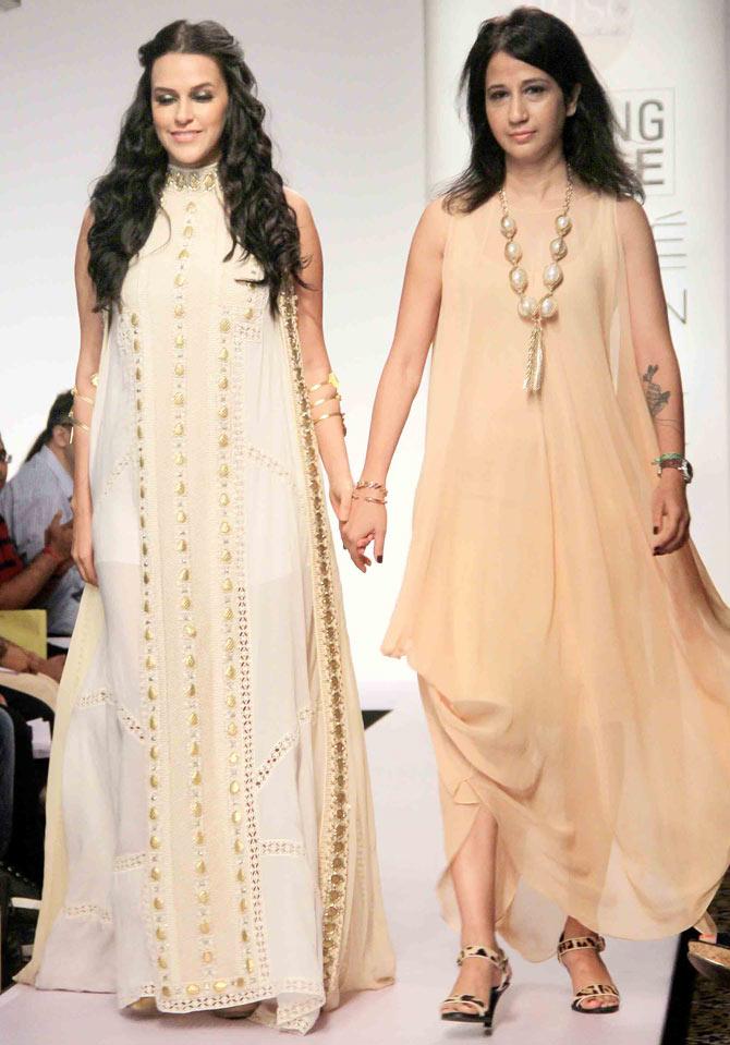 Neha Dhupia walked the ramp for designer Sonu Dharnidharka