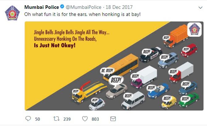In a cool use of the popular Christmas carol, the authorities remind us to seize the incessant and unecessary honking on roads