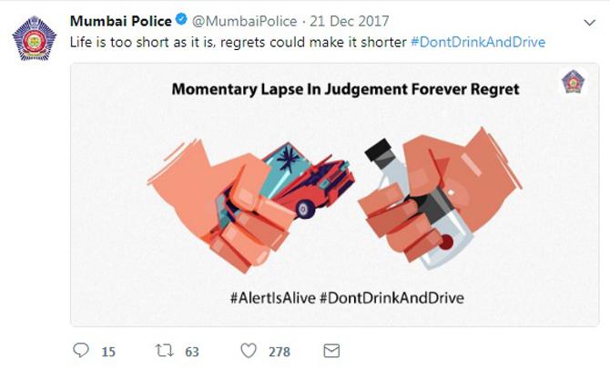 This meme is a reminder to Mumbaikars to not drink and drive
