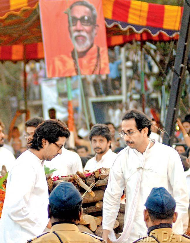 #16 November 18, 2012  ROARS NO MORE: Bal Thackerayu2019s funeral at Shivaji Park saw the warring cousins together. Pic/BIPIN KOKATE