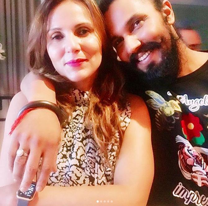 On her Instagram page, Anjali Hooda Sangwan at her birthday party with brother Randeep Hooda. She captioned this image as: Bday celebrations 