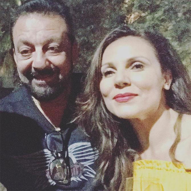 Anjali Hooda Sangwan with Sanjay Dutt. On her Instagram page, Anjali Hooda Sangwan captioned this image as: When you meet the original Rocky, Sanju Baba, #you do get star struck 