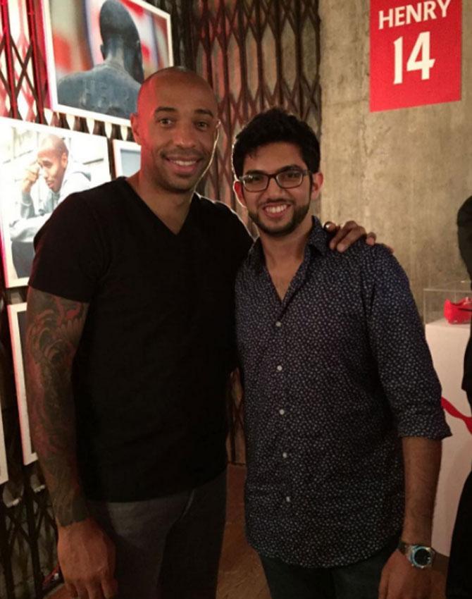 About football, Aaditya Thackeray had once said that it is a very easy game to play and one just needs is a football and a ground. It is easier unlike other sports which require a lot of accessories for the contest In photo: Aaditya Thackeray bonded with legendary footballer Thierry Henry