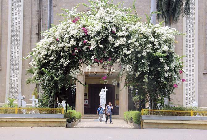 With the flowers in full bloom, this church entrance looks very welcoming. Pic/Sameer Markande