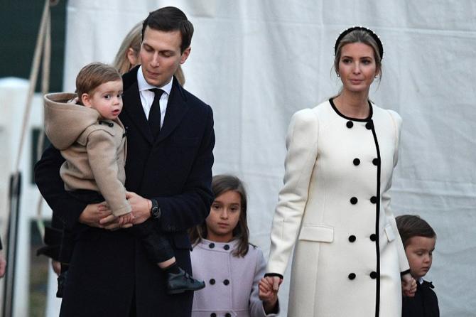 Jared Kushner and Ivanka Trump spotted walking with their children Arabella Rose Kushner, Joseph Frederick Kushner, and Theodore James Kushner before the arrival of US President Donald Trump for the 95th annual National Christmas Tree Lighting ceremony at the Ellipse in President's Park near the White House in Washington, DC on November 30, 2017