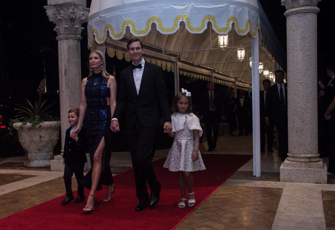 Ivanka and her husband Jared Kushner and their children Arabella and Joseph arrived at a new year's party at US president Donald Trump's Mar-a-Lago resort in Palm Beach, Florida, on December 31, 2017
