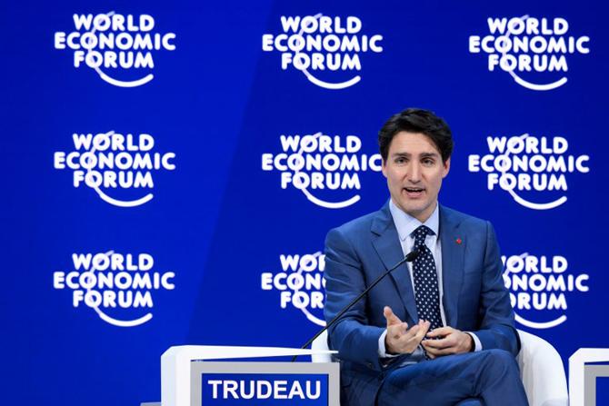 Canadian Prime Minister Justin Trudeau delivers a speech during the World Economic Forum (WEF) 2018 annual meeting, on January 23, 2018 in Davos, eastern Switzerland. Pic/AFP Canadian Prime Minister Justin Trudeau delivers a speech during the World Economic Forum (WEF) 2018 annual meeting, on January 23, 2018 in Davos, eastern Switzerland. Pic/AFP