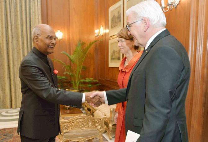 Frank-Walter Steinmeier was accorded a ceremonial welcome at the Rashtrapati Bhavan in the presence of his Indian counterpart Ram Nath Kovind and Prime Minister Narendra Modi