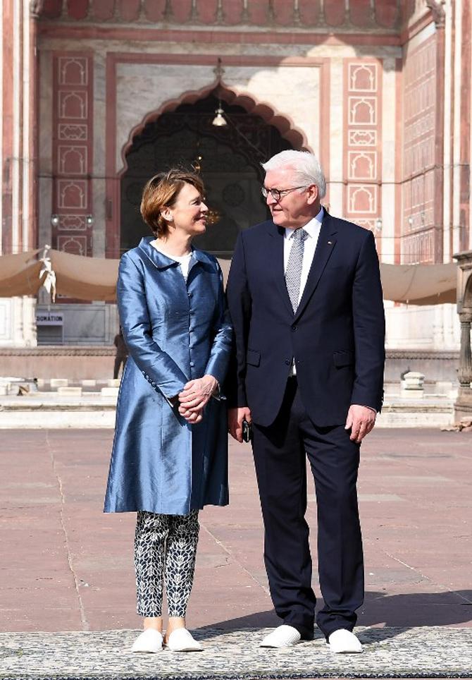 Steinmeier and his wife at Jama Masjid, Delhi