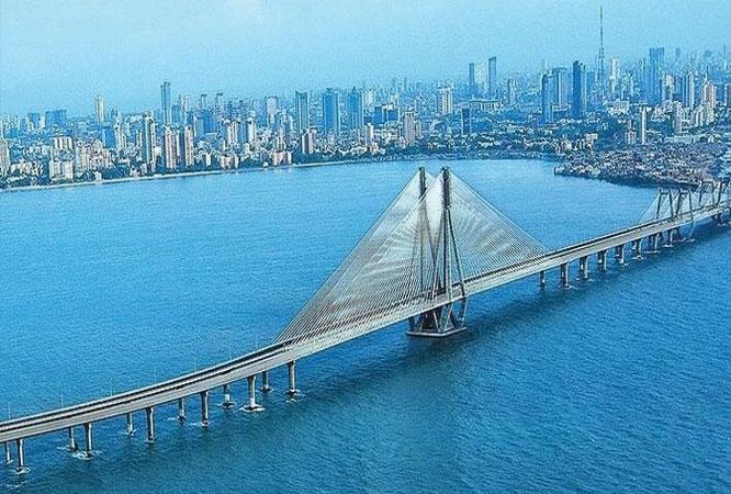 The 5.6 kilometer Bandra Worli Sealink, which is also known as the Rajiv Gandhi Sea Link, crosses the Arabian Sea, linking the Mumbai suburbs with south Mumbai. This bridge consists of one or more columns, with cables supporting the bridge deck and is stretched over Mumbai's western coast.