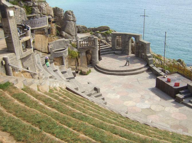 What started out as a small, private residence where the local theatre group was allowed to put on Shakespeare performances has turned into one of the most breathtaking places to witness theatre. The granite stage stretches beyond the cliffs and hangs over the ocean, that allows a perfect backdrop for a warm theatre setting. What started out as a small, private residence where the local theatre group was allowed to put on Shakespeare performances has turned into one of the most breathtaking places to witness theatre. The granite stage stretches beyond the cliffs and hangs over the ocean, that allows a perfect backdrop for a warm theatre setting.
