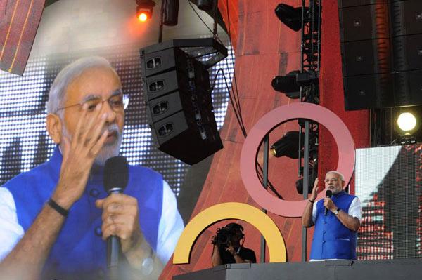 Prime Minister Narendra Modi on stage during the Global Citizen Festival, at Central Park, in New York