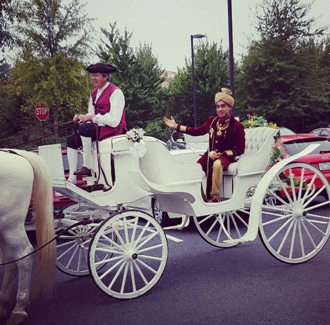 The groom's entry had a post-colonial touch to the traditional white horse arrival!