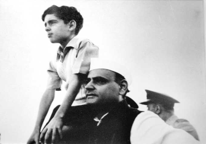 Maruti Udyog, today India's premier automobile manufacturing corporation, was founded by Sanjay Gandhi, but the company did not produce any vehicles during his lifetime. In pic: A young Sanjay with his dad Feroze Gandhi.