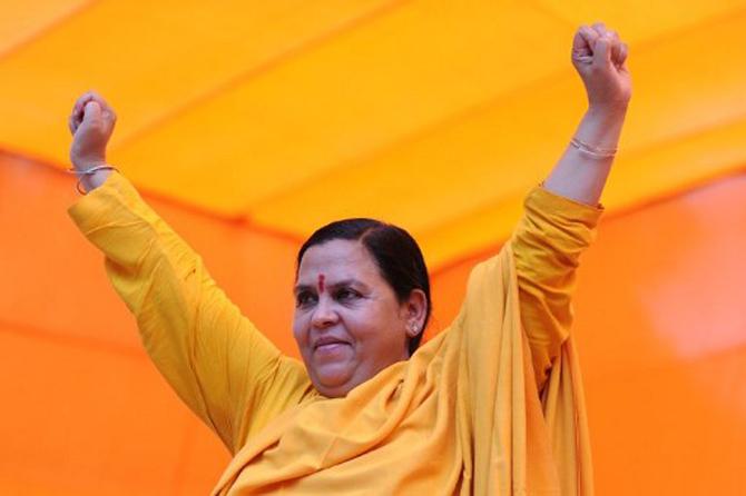 Uma Bharti currently serves as the National Vice President of the Bharatiya Janata Party. Born into a family of peasants in Madhya Pradesh, the minister's formal education continued only till the sixth grade. Pic/AFP