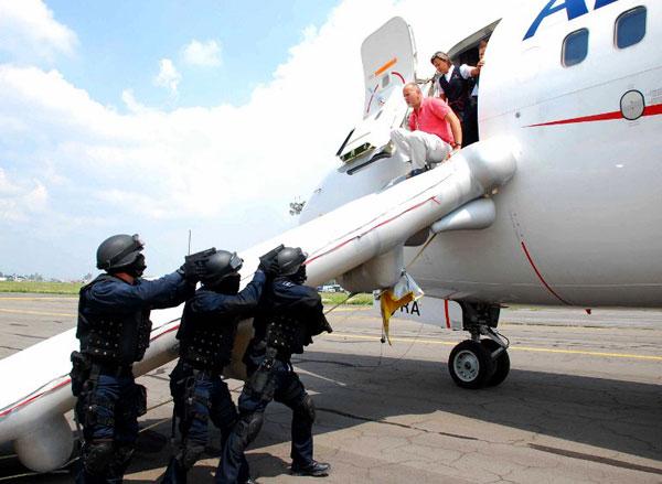 AeroMexico Flight 576, a Boeing 737-800 flying from Cancun to Mexico City was hijacked on September 9, 2009 with 104 people on board by a Bolivian citizen claiming he had a bomb and demanding to speak to Mexican president Felipe Calderu00f3n. The plane landed at Mexico City International Airport where it then taxied to a remote stand where the passengers and crew were later released. Mexican officials stormed the plane where 5 men were taken into custody with only 1 being held. There were no casualties. It was the first hijacking for the airline.