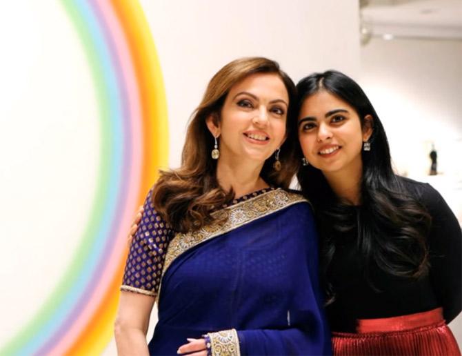 Nita Ambani: She is the wife of business tycoon Mukesh Ambani and one of the richest women in India. The two were married in 1985. Nita Ambani is the founder and chairperson of Reliance Foundation. She is also the owner of IPL franchise Mumbai Indians as well as an art director. In 2014, she became a board member of Reliance Industries. She is noted for her work in education, philanthropy and promoting arts. She is the founder and chairperson of Dhirubhai Ambani International School. Nita and Mukesh Ambani have one daughter - Isha Ambani and two sons - Akash and Anant Ambani. Pic/ Instagram In Pic: Neeta Ambani with daughter Isha Ambani