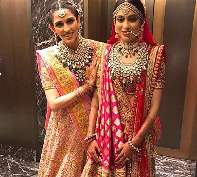 Shloka Mehta also shares a close bond with her siblings. She is seen here looking gorgeous, at her sister's wedding. Meanwhile, the sisters' mother Mona is said to be a relative of fugitive diamond jeweller Nirav Modi. Pic/Instagram