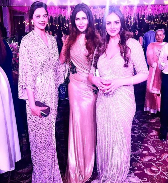 Nisha Jamvwal with Deol sisters - Esha and Ahana at a party