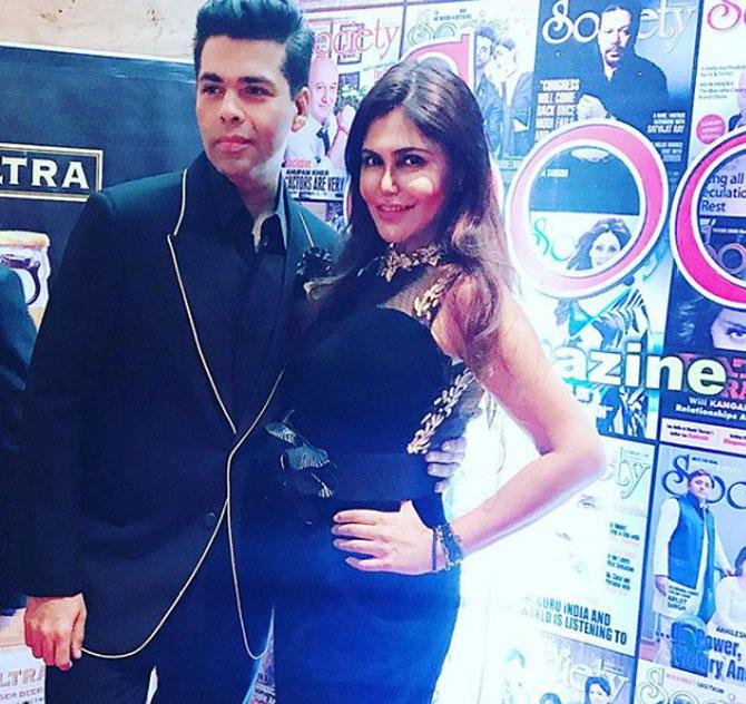 Nisha Jamvwal hobnobs with a lot of Bollywood celebrities. Here she is pictured with Karan Johar