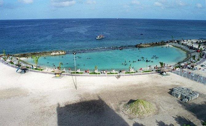 The Maldives is a tiny island in the Indian Ocean that depends on imports to sustain its successful luxury tourism sector. This photo shows the artificial beach created in the Maldivian capital, Male, which opened in May 1998. Even though the atoll nation of 1,192 tiny coral islands is fabled for its beautiful beaches, the country's capital island had no natural seashore until an artificial beach was built at the cost of 10-million dollars. All pics/AFP