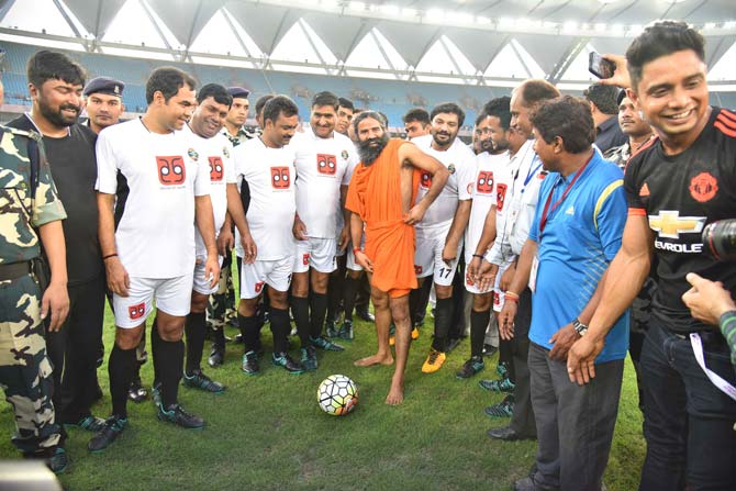 While Ramdev, the new-found football enthusiast, did not make any contributions for the charity, his company Patanjali Ayurved was the official refreshment sponsor. While Ramdev, the new-found football enthusiast, did not make any contributions for the charity, his company Patanjali Ayurved was the official refreshment sponsor.