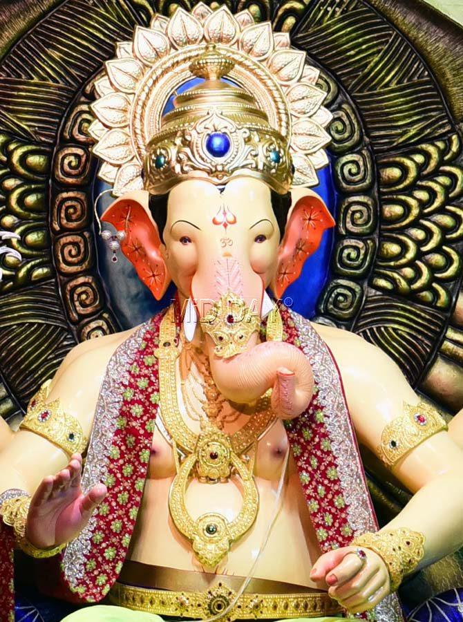 With just a few days to go before the commencement of Ganeshotsav, authorities of the Lalbaugcha Raja Sarvajanik Ganeshotsav Mandal allowed mediapersons to click a few pictures and videos. All pics/Shadab Khan
