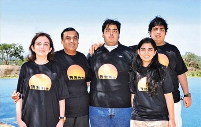 In picture: Isha Ambani with her parents and brothers. The Ambani family makes for a beautiful portrait!