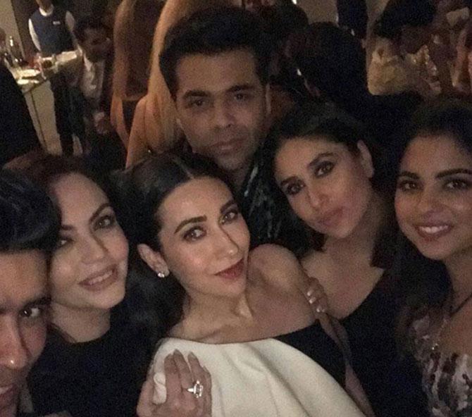 In picture: Isha Ambani parties with mother Nita Ambani, designer Manish Malhotra, director Karan Johar and the Kapoor sisters - Karisma and Kareena.
