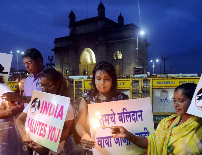 Candle light protests near Gateway of India Candle light protests near Gateway of India