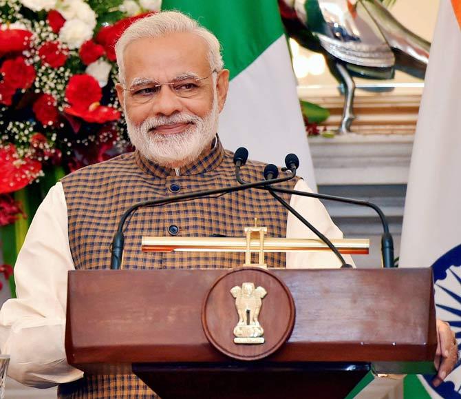Narendra Modi is the current Prime Minister of India. Pic/ File photo