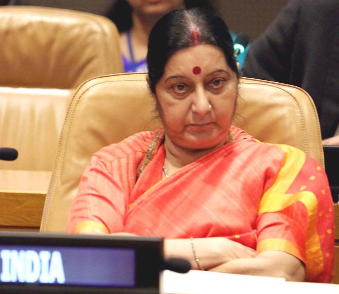 Sushma Swaraj served as the Minister of External Affairs of India and took over the office in 2014. She was a former President of the Bharatiya Janata Party. She passed away last year. Pic/ File photo