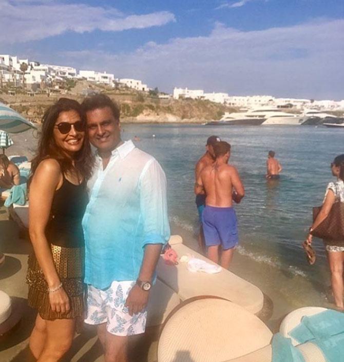 The eternally-youthful couple get their tans in place at the tourist-friendly island of Mykonos in Greece in this picture