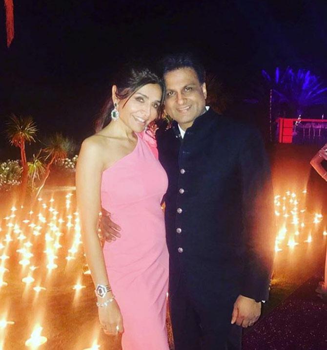 This photograph clicked after sunset really highlights the romantic fairy tale Queenie Singh and Rishi Sethia share