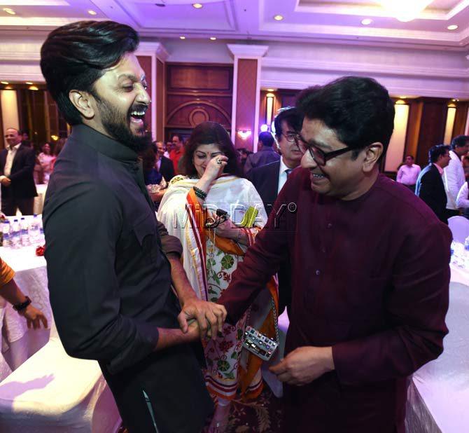 Maharashtra Navnirman Sena (MNS) chief Raj Thackeray along with his wife Sharmila attended a Marathi book launch of Dr. Sandesh Mayekar at Taj Lands End in Bandra. All pictures/Rane Ashish