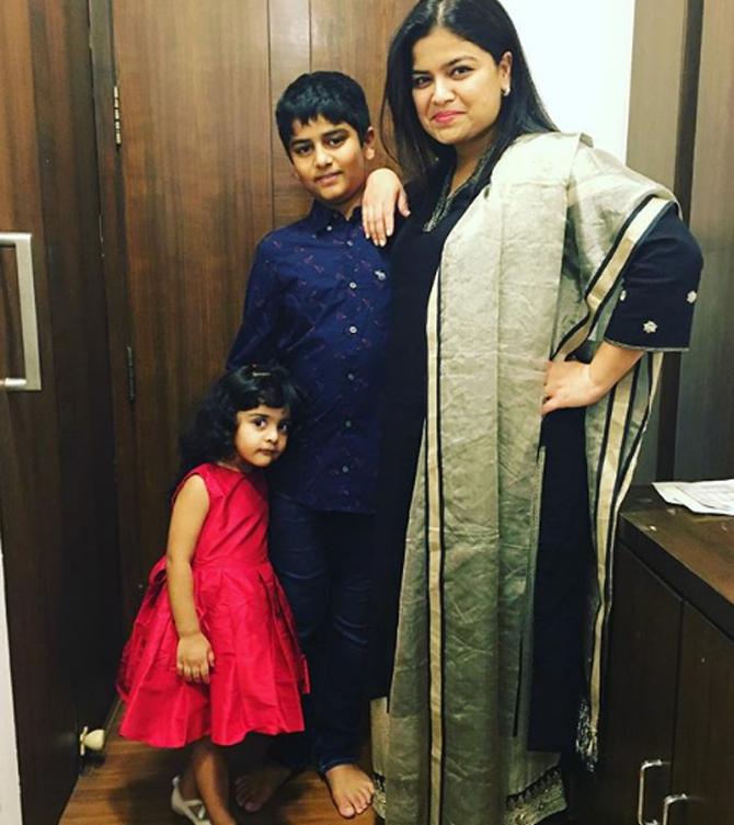 Poonam Mahajan is married to Anand Rao Vejandla, an industrialist from Hyderabad. The couple has two children, son Aadya Rao Vajandla, and a daughter, Avika Rao Vajandla
