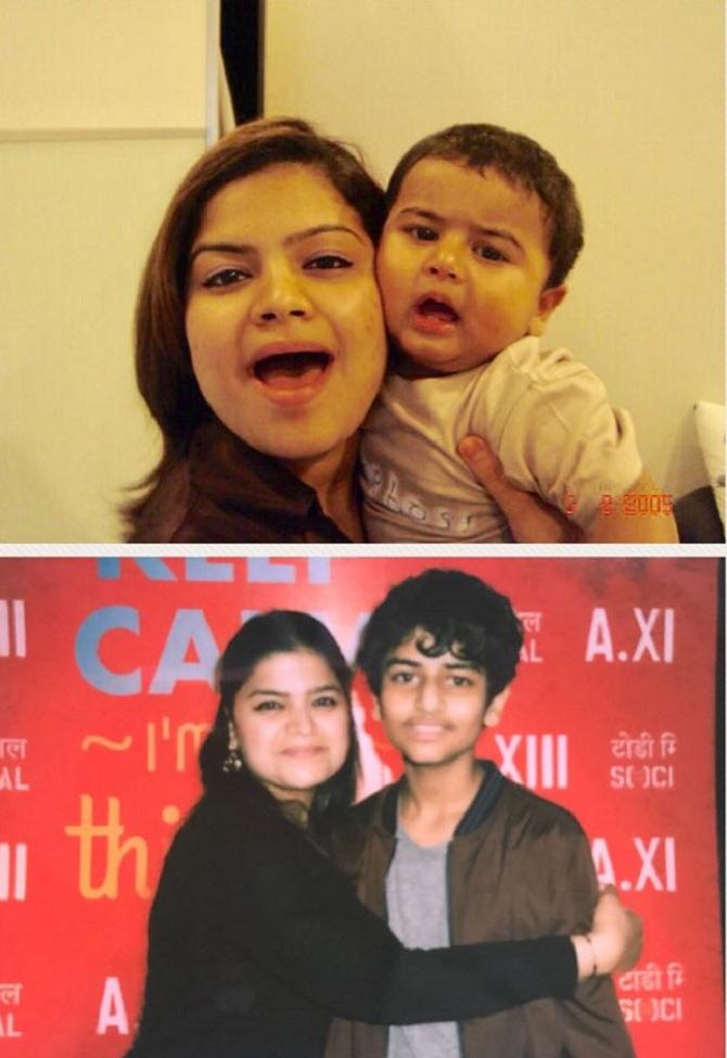 Despite her busy schedule, Poonam Mahajan always finds time for her family. In this photo, she cherishes how her son has grown from a baby to a fine young boy