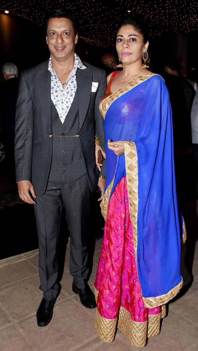 Madhur Bhandarkar with wife Renu Namboodiri attended Poorna Patel's wedding reception with Namit Soni in Mumbai