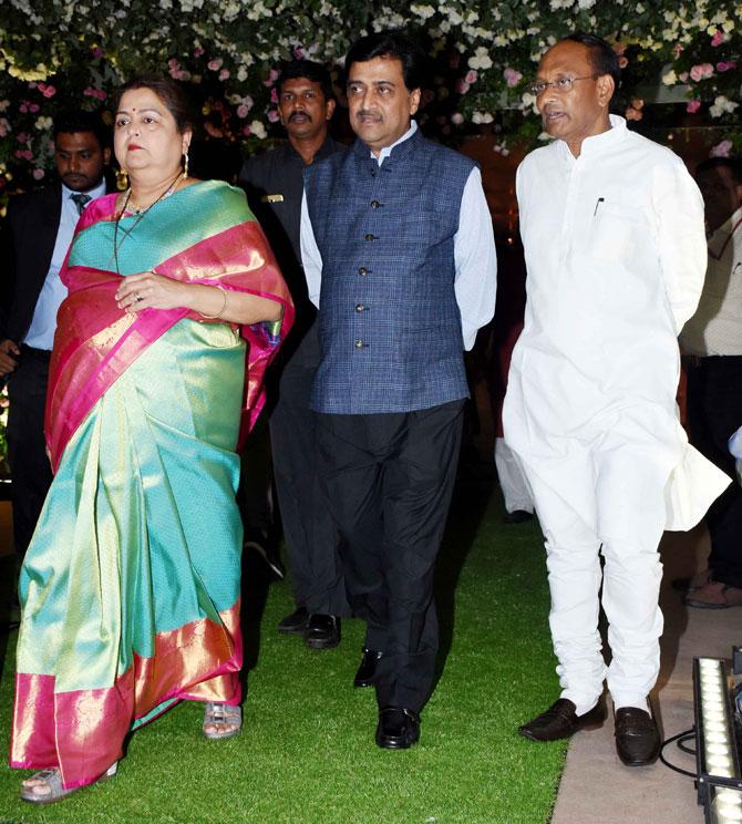 Former Maharashtra Chief Minister Ashok Chavan and wife Ameeta Ashok Chavan attended Poorna Patel's wedding reception with Namit Soni in Mumbai