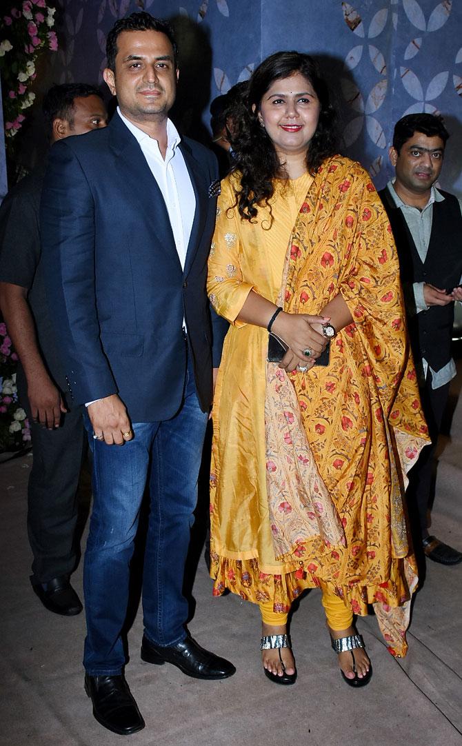 Pankaja Munde, Minister of Rural Development, Women and Child Welfare with husband Amit Palwe attended Poorna Patel's wedding reception with Namit Soni in Mumbai