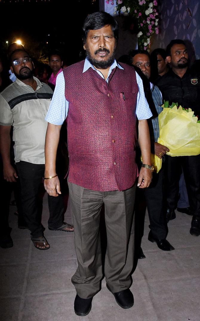 Republican Party of India (RPI) leader Ramdas Athawale attended Poorna Patel's wedding reception with Namit Soni in Mumbai