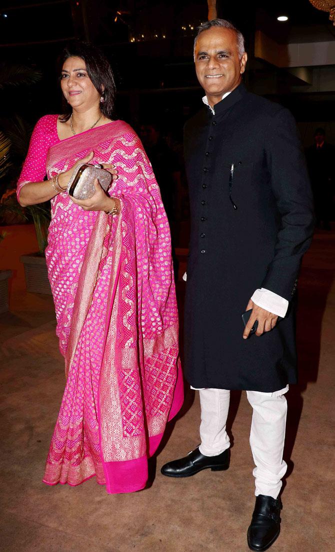Congress leader Priya Dutt and husband Owen Roncon attended Poorna Patel's wedding reception with Namit Soni in Mumbai