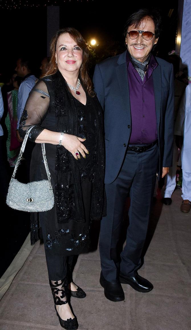 Sanjay Khan and wife Zarine Khan attended Poorna Patel's wedding reception with Namit Soni in Mumbai