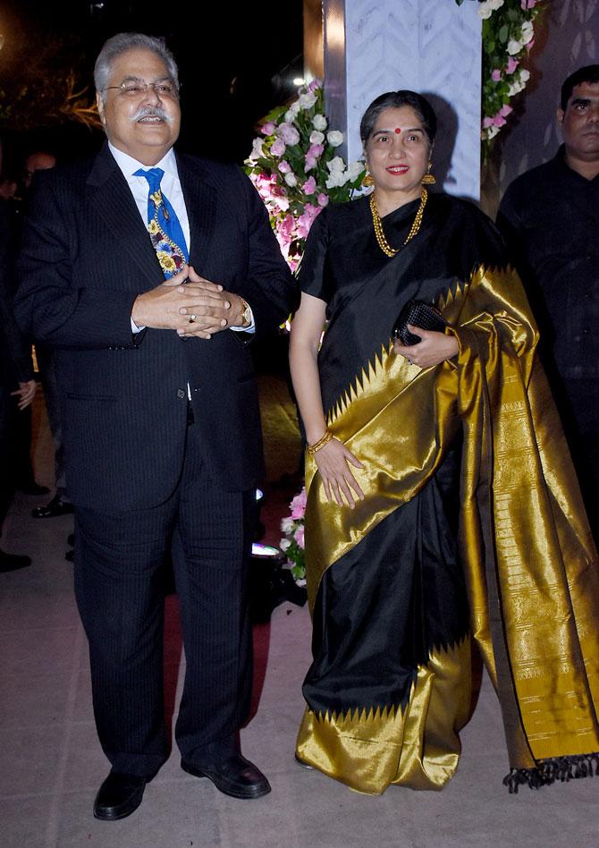 Satish Shah and wife Madhu attended Poorna Patel's wedding reception with Namit Soni in Mumbai