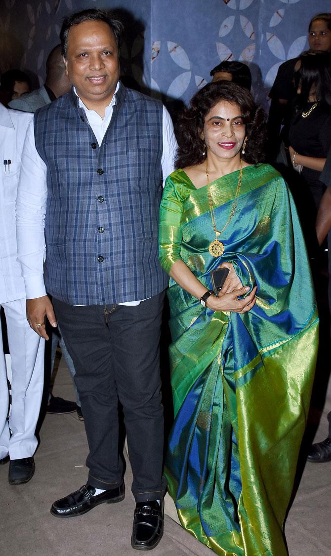 BJP MLAS from Bandra Ashish Shelar with wife Pratima attended Poorna Patel's wedding reception with Namit Soni in Mumbai