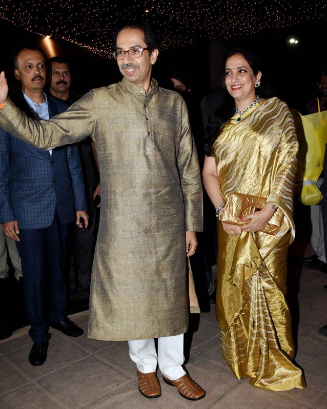 Uddhav Thackeray and wife Rashmi Thackeray attended Poorna Patel's wedding reception with Namit Soni in Mumbai