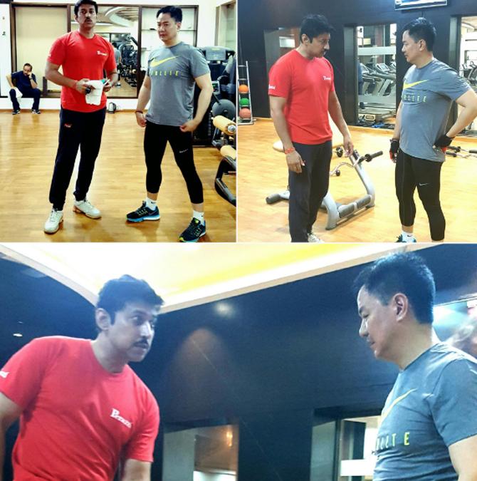 Apart from their individual routines, Kiren Rijiju and Rajyavardhan Rathore also workout together. These photos of these two politicians provide truly inspirational fitness goals for all Indians. Pic/ Twitter- Kiren Rijiju
