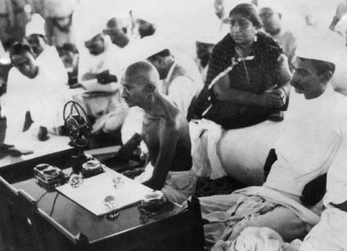 Mahatma Gandhi called for mass boycotts, he urged government officials to stop working for the crown, students to stop attending government schools, soldiers to leave their posts, and citizens to stop paying taxes and purchasing British goods. He began to use a portable spinning wheel to produce his own cloth, and the spinning wheel soon became a symbol of Indian independence and self-reliance.