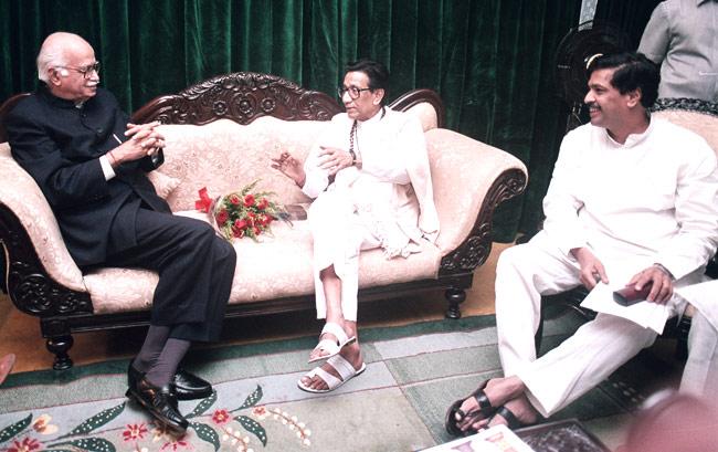 In picture: Bal Thackeray with LK Advani and Pramod Mahajan